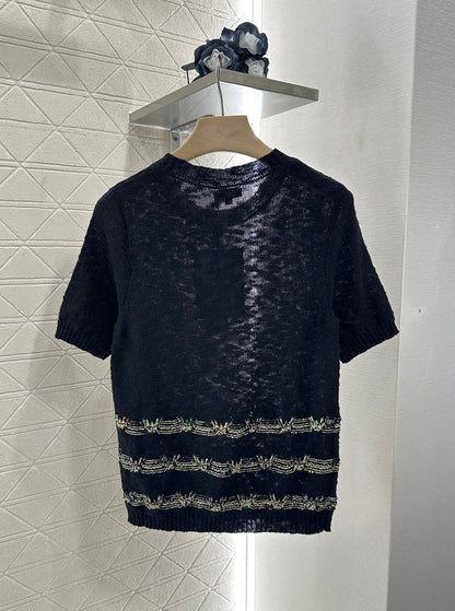 ♥2025 new product Embroidered knitted short sleeves