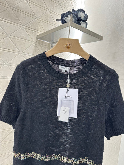 ♥2025 new product Embroidered knitted short sleeves