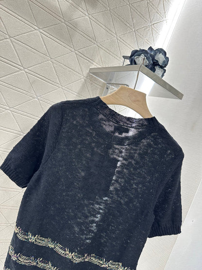 ♥2025 new product Embroidered knitted short sleeves