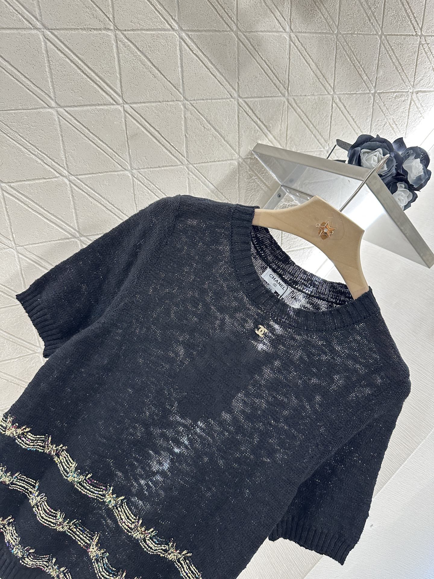 ♥2025 new product Embroidered knitted short sleeves