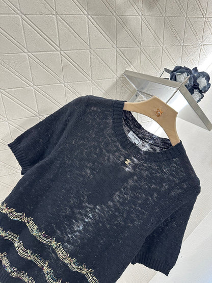 ♥2025 new product Embroidered knitted short sleeves