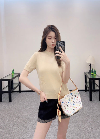 ♥2025 new products Embroidered knitted short sleeves