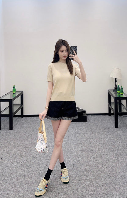 ♥2025 new products Embroidered knitted short sleeves