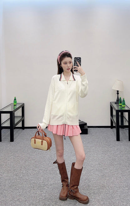 2025 new product Zipper knitted cardigan