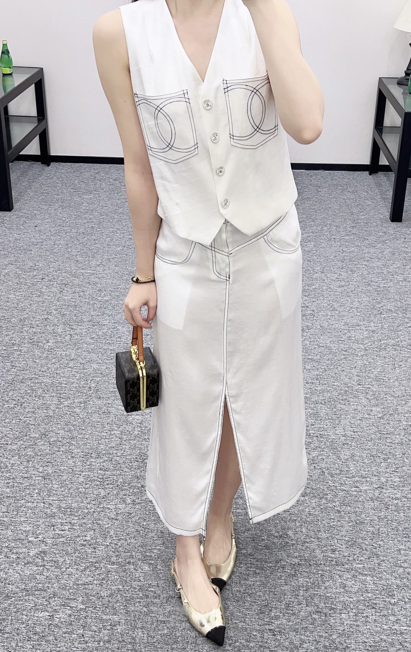 2025 new product Vest slit long skirt suit