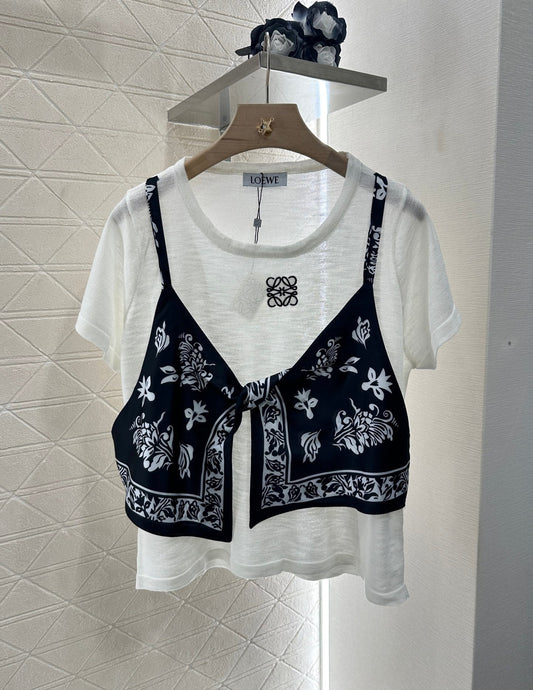 2025 new product Printed knitted top