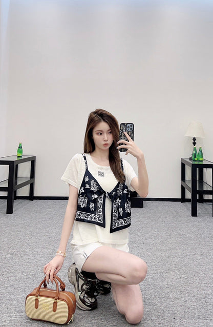 2025 new product Printed knitted top