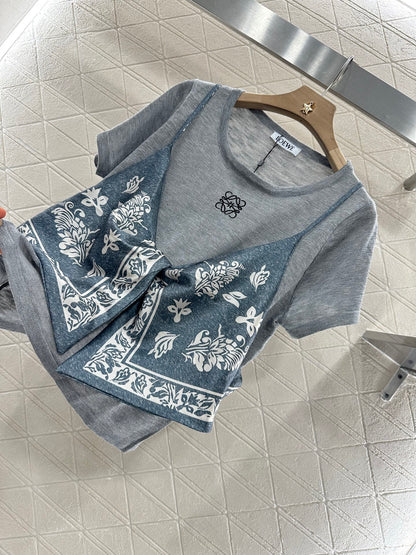 2025 new product Printed knitted top