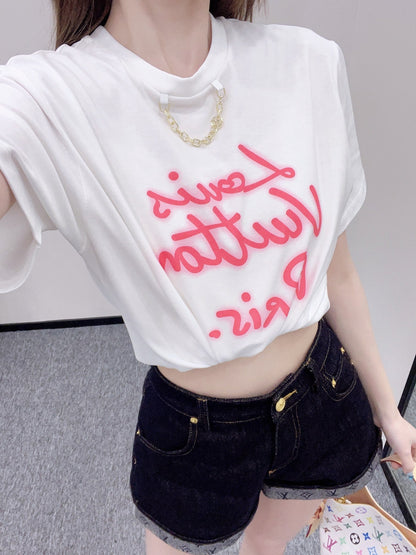 2025 new product Chain round neck print 𝑇𝑒𝑒