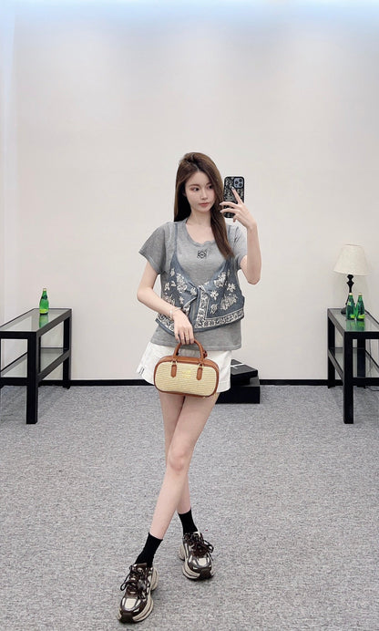 2025 new product Printed knitted top