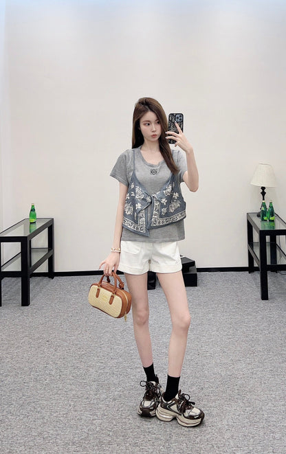 2025 new product Printed knitted top