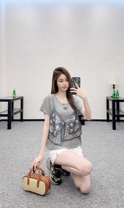 2025 new product Printed knitted top