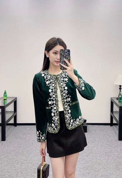 2025 new product Velvet embroidered jacket