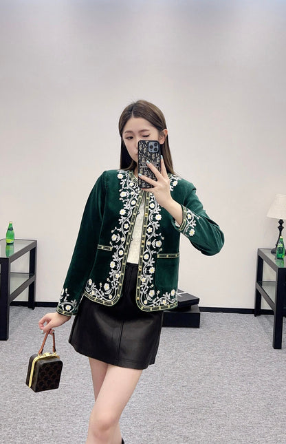 2025 new product Velvet embroidered jacket