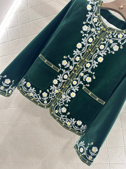 2025 new product Velvet embroidered jacket