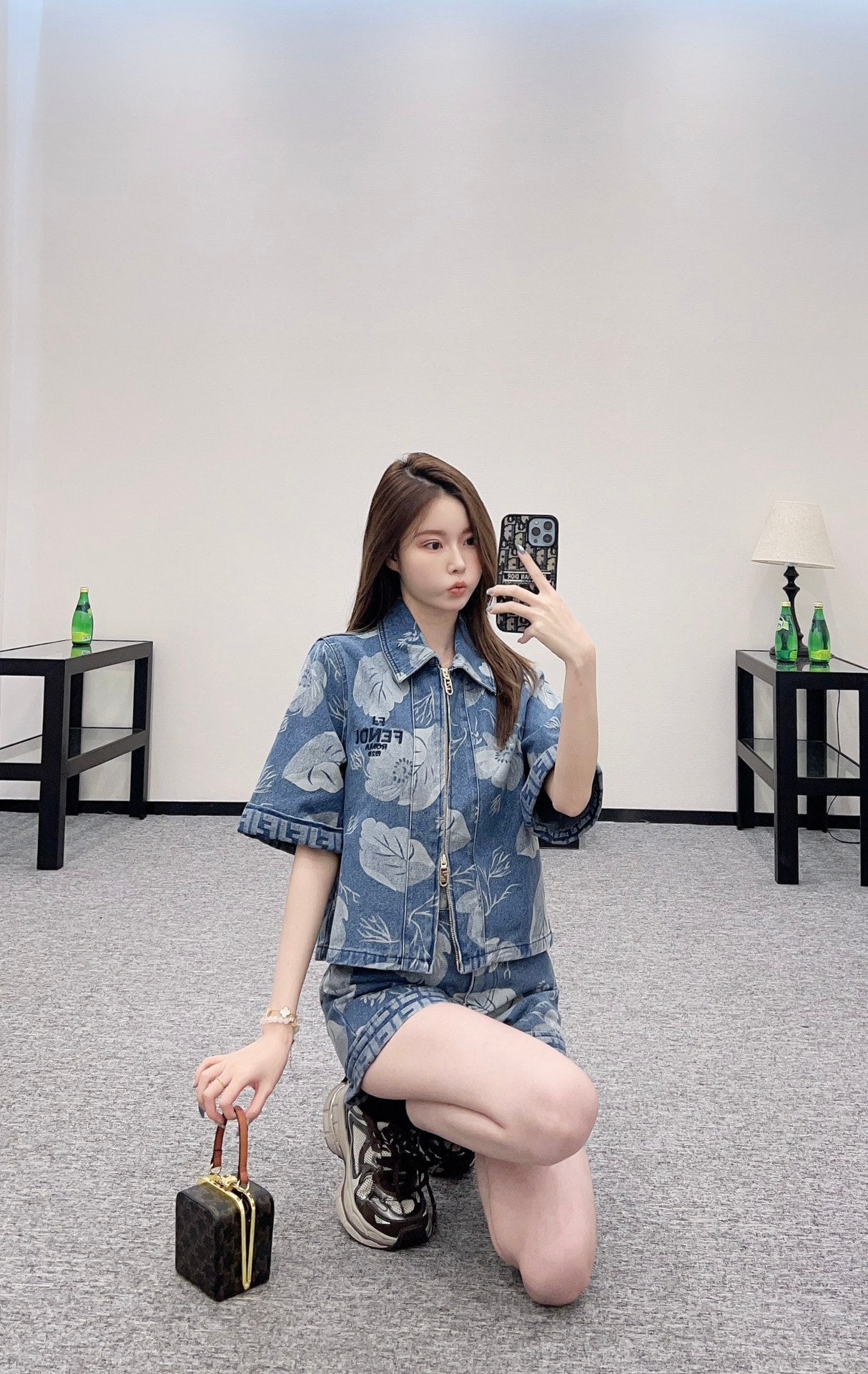 2025 new product Denim jacket and shorts set