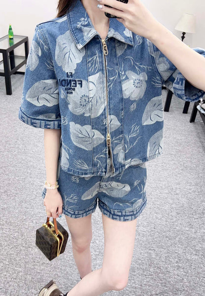 2025 new product Denim jacket and shorts set