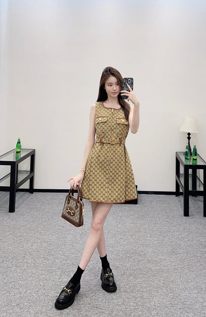 2025 new product Belt vest dress