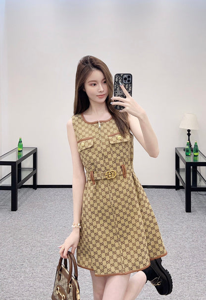 2025 new product Belt vest dress