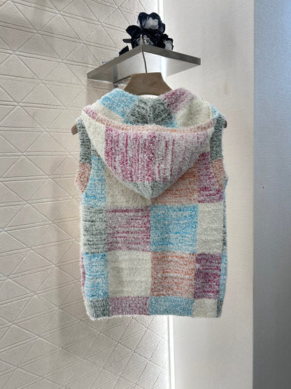 2025 new product Hooded knitted vest