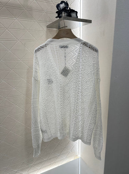 2025 new product Hollow cardigan and skirt set