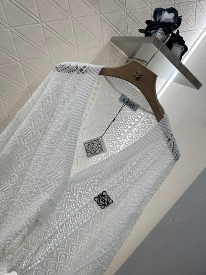 2025 new product Hollow cardigan and skirt set