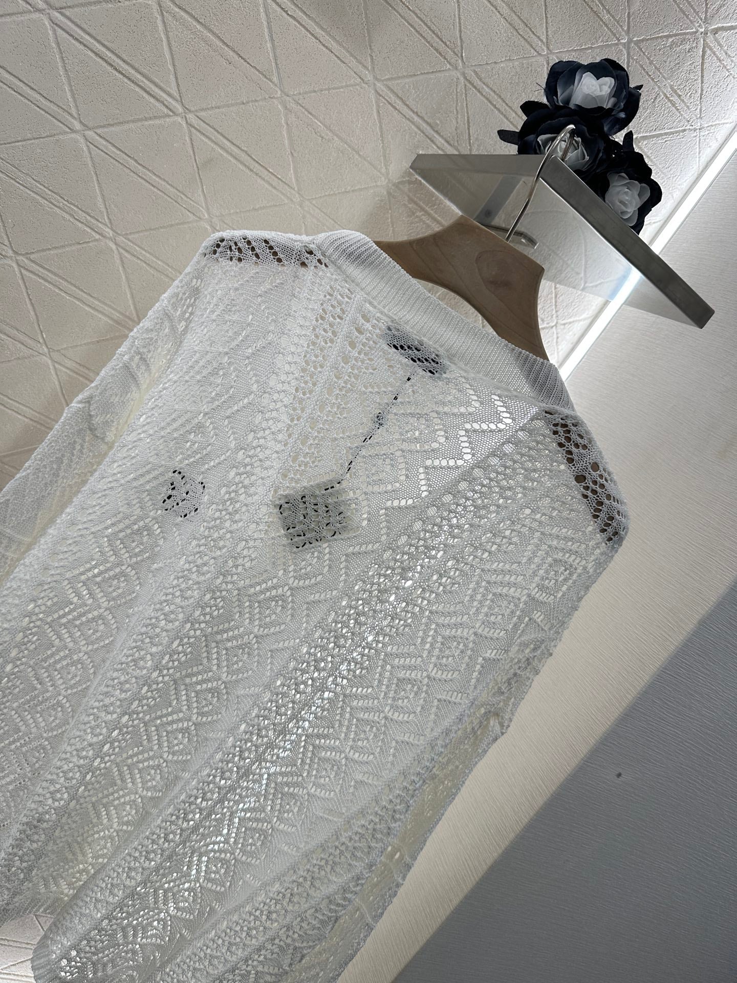 2025 new product Hollow cardigan and skirt set