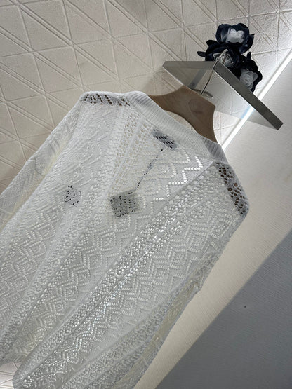 2025 new product Hollow cardigan and skirt set