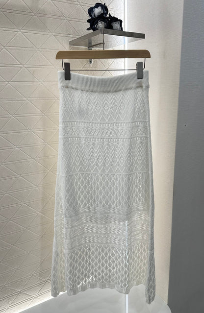 2025 new product Hollow cardigan and skirt set