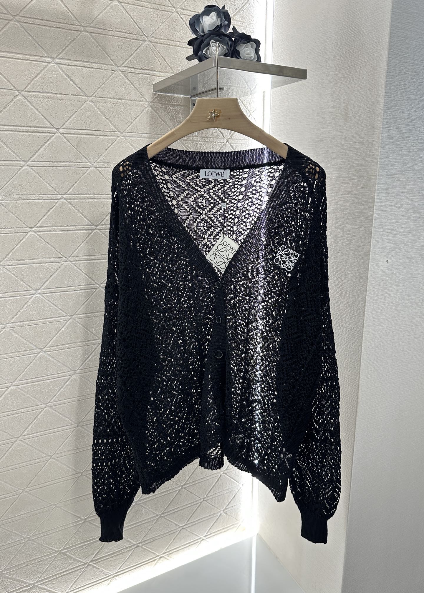 2025 new product Hollow cardigan and skirt set