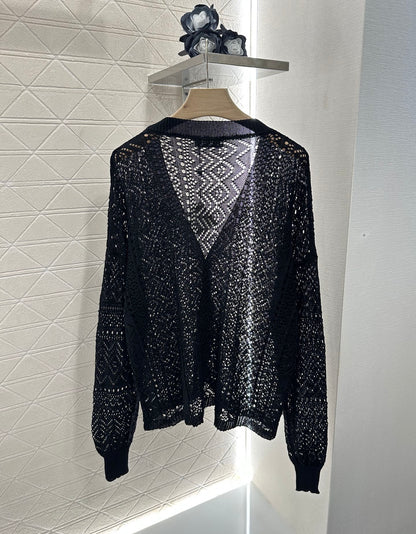 2025 new product Hollow cardigan and skirt set