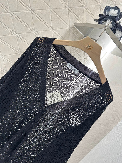 2025 new product Hollow cardigan and skirt set