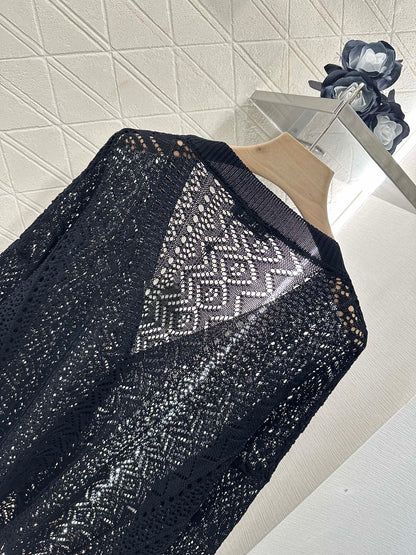 2025 new product Hollow cardigan and skirt set