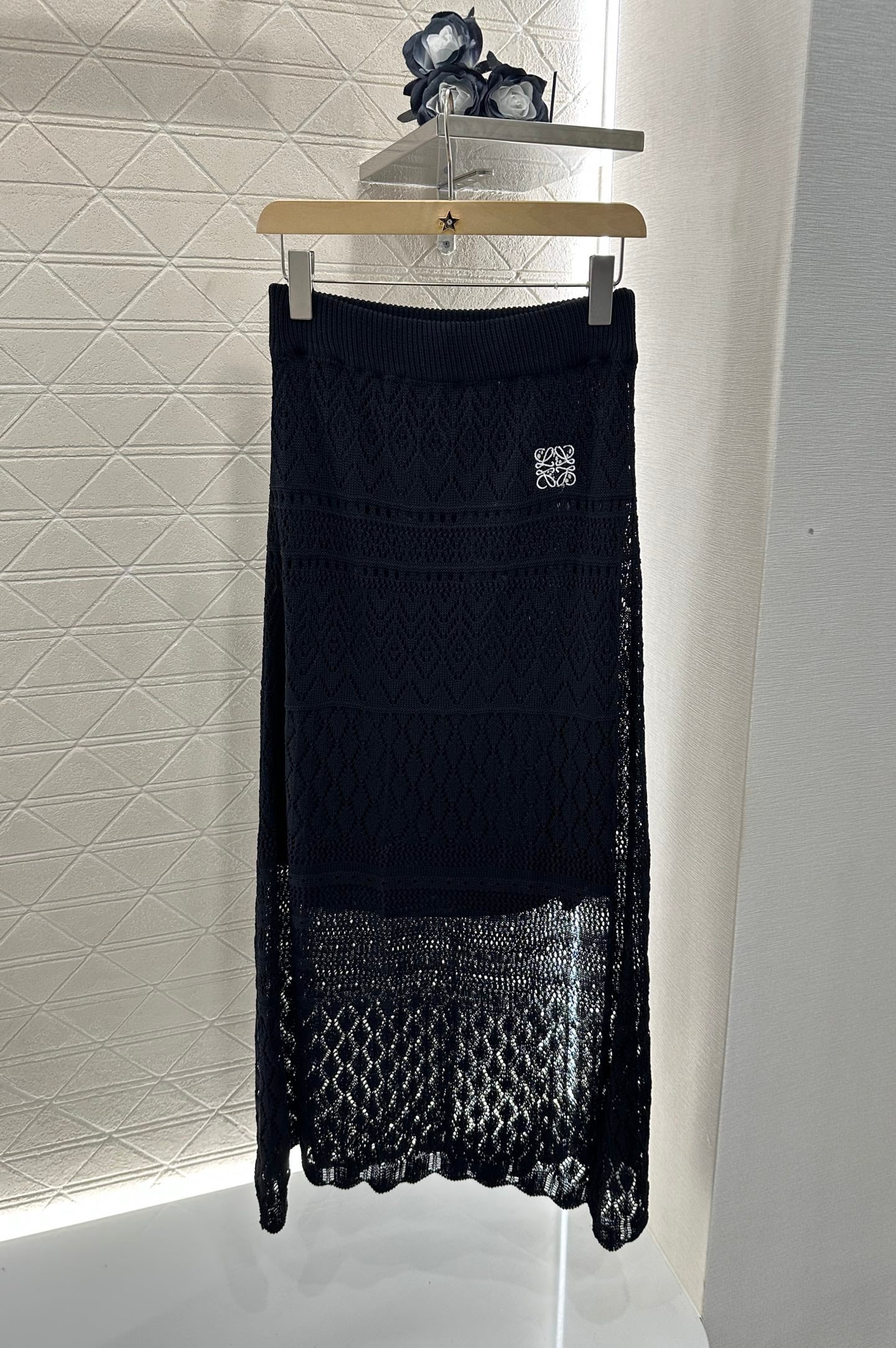 2025 new product Hollow cardigan and skirt set