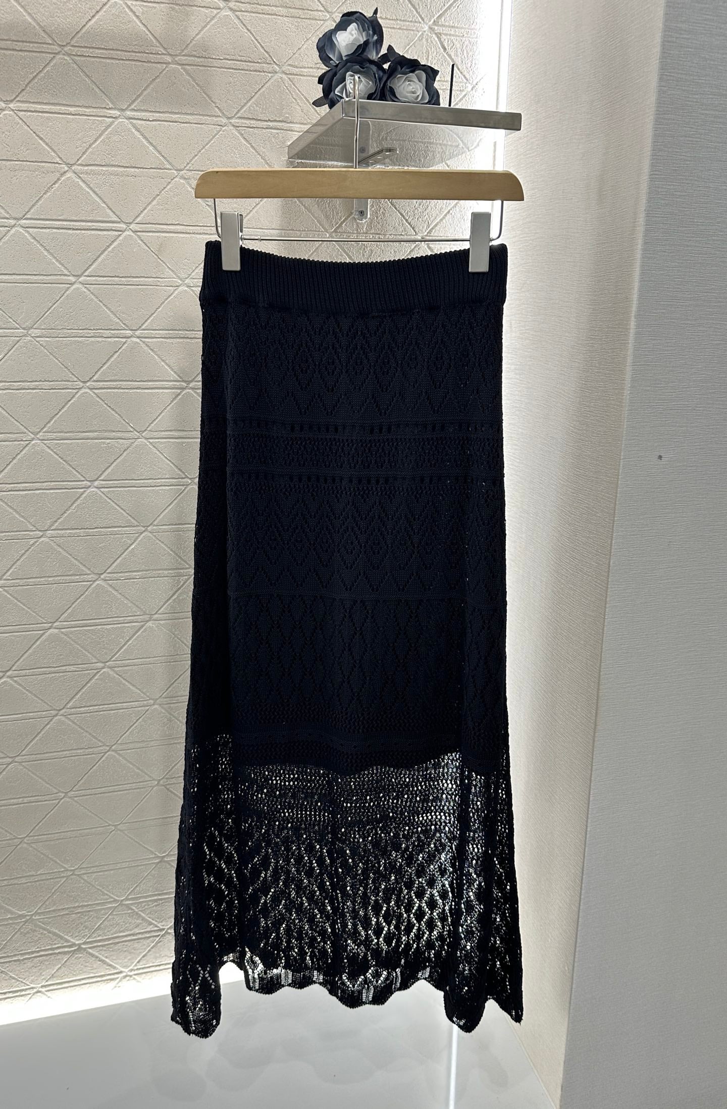 2025 new product Hollow cardigan and skirt set