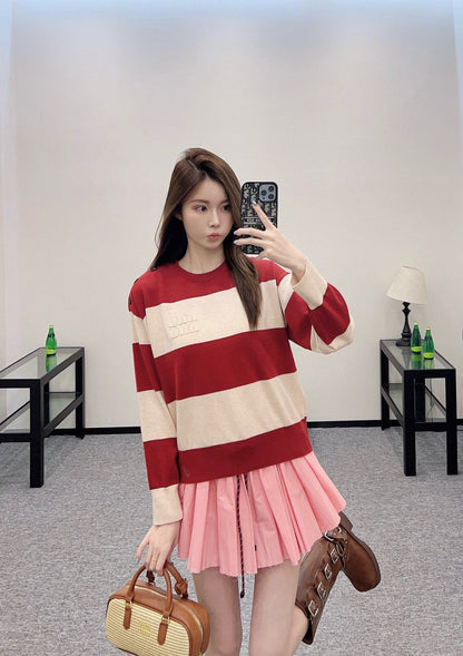 new product Striped crew neck sweater