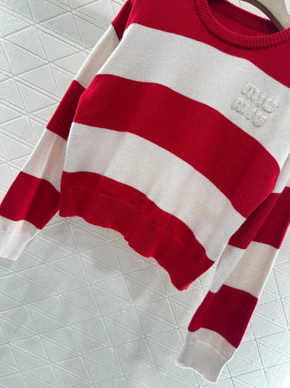 new product Striped crew neck sweater