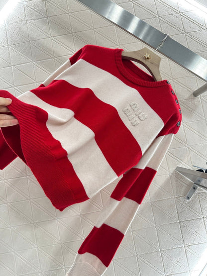 new product Striped crew neck sweater