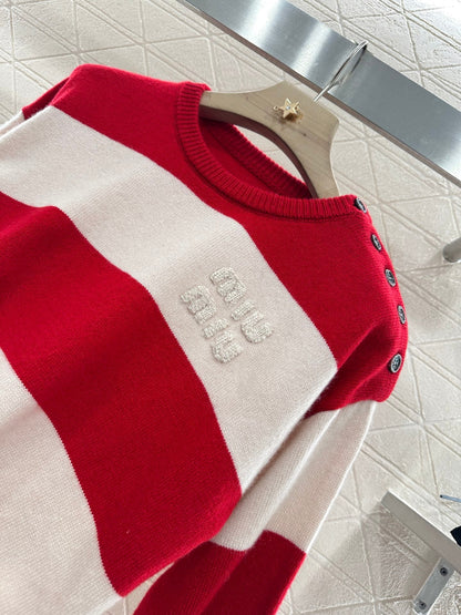 new product Striped crew neck sweater