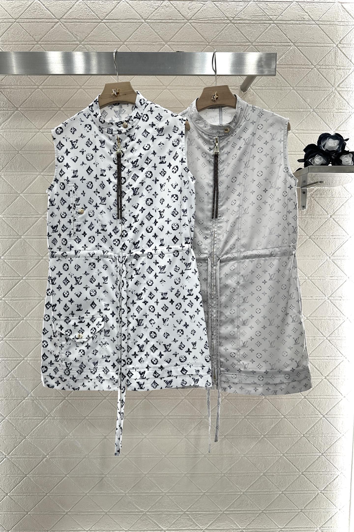 New Arrival Zippered Printed Vest Dress