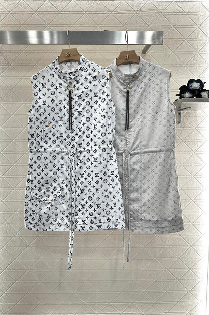 New Arrival Zippered Printed Vest Dress