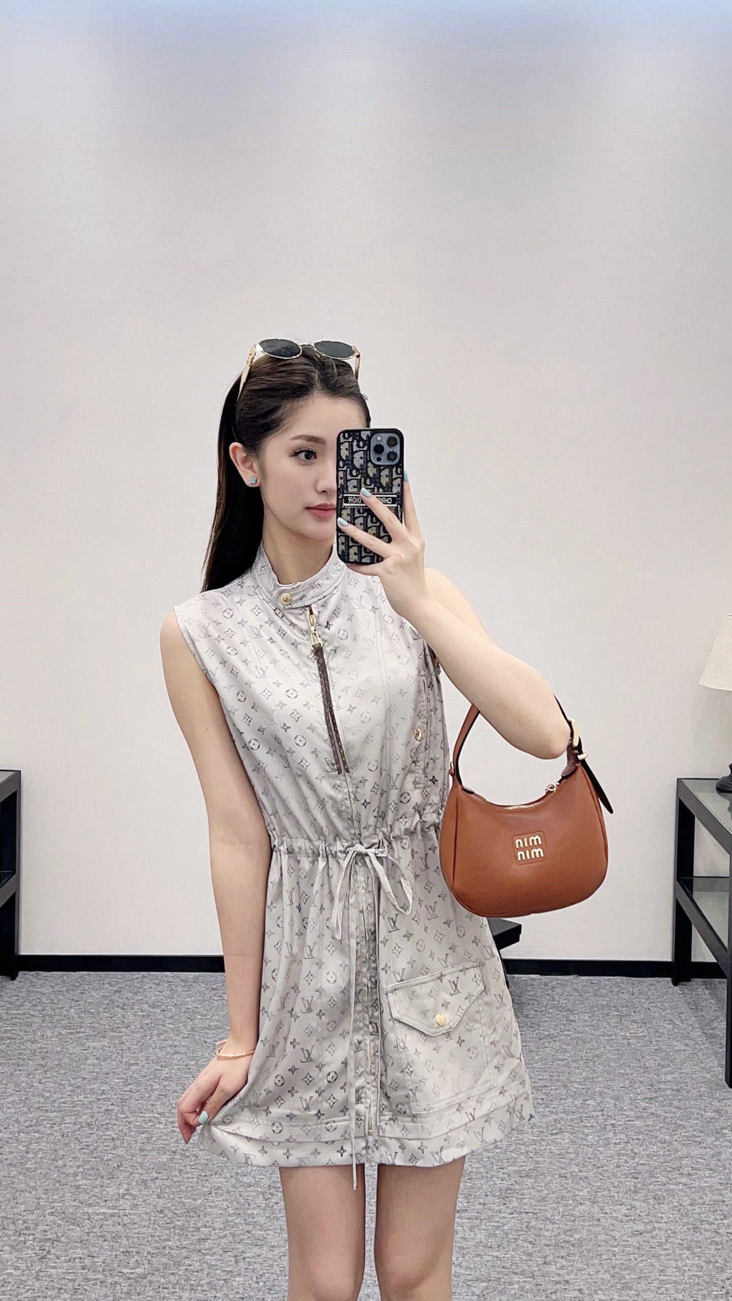 New Arrival Zippered Printed Vest Dress