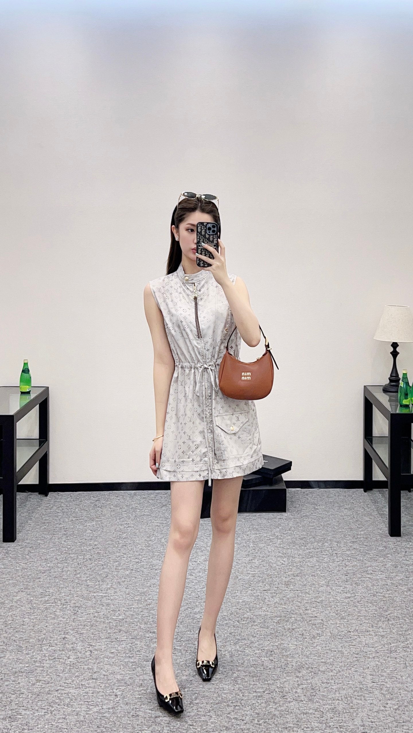 New Arrival Zippered Printed Vest Dress