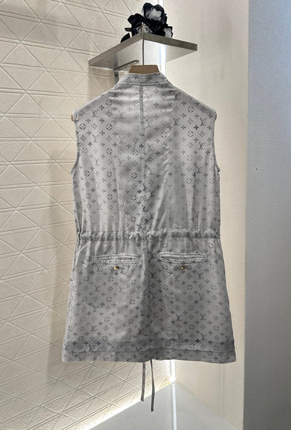 New Arrival Zippered Printed Vest Dress