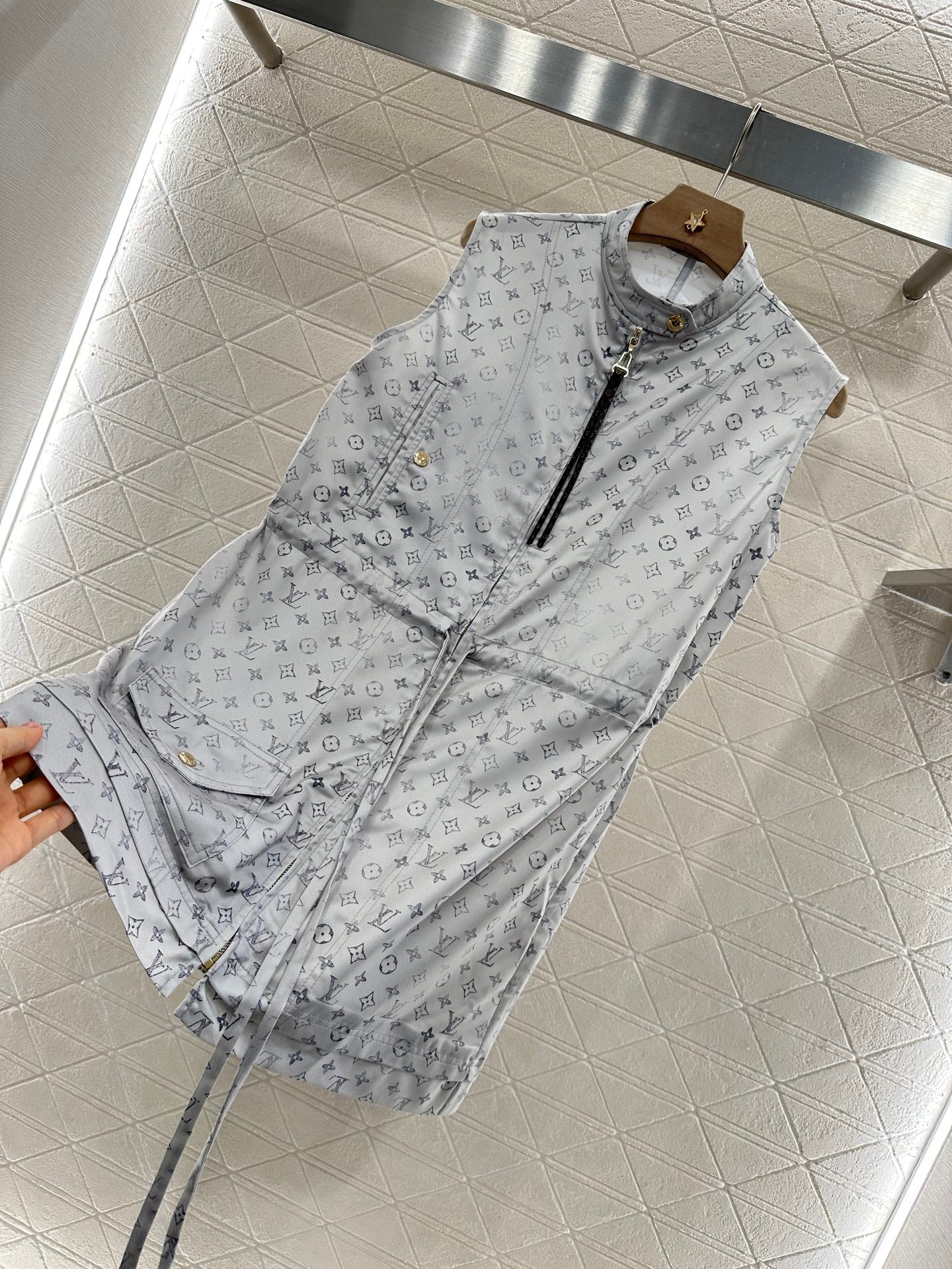 New Arrival Zippered Printed Vest Dress