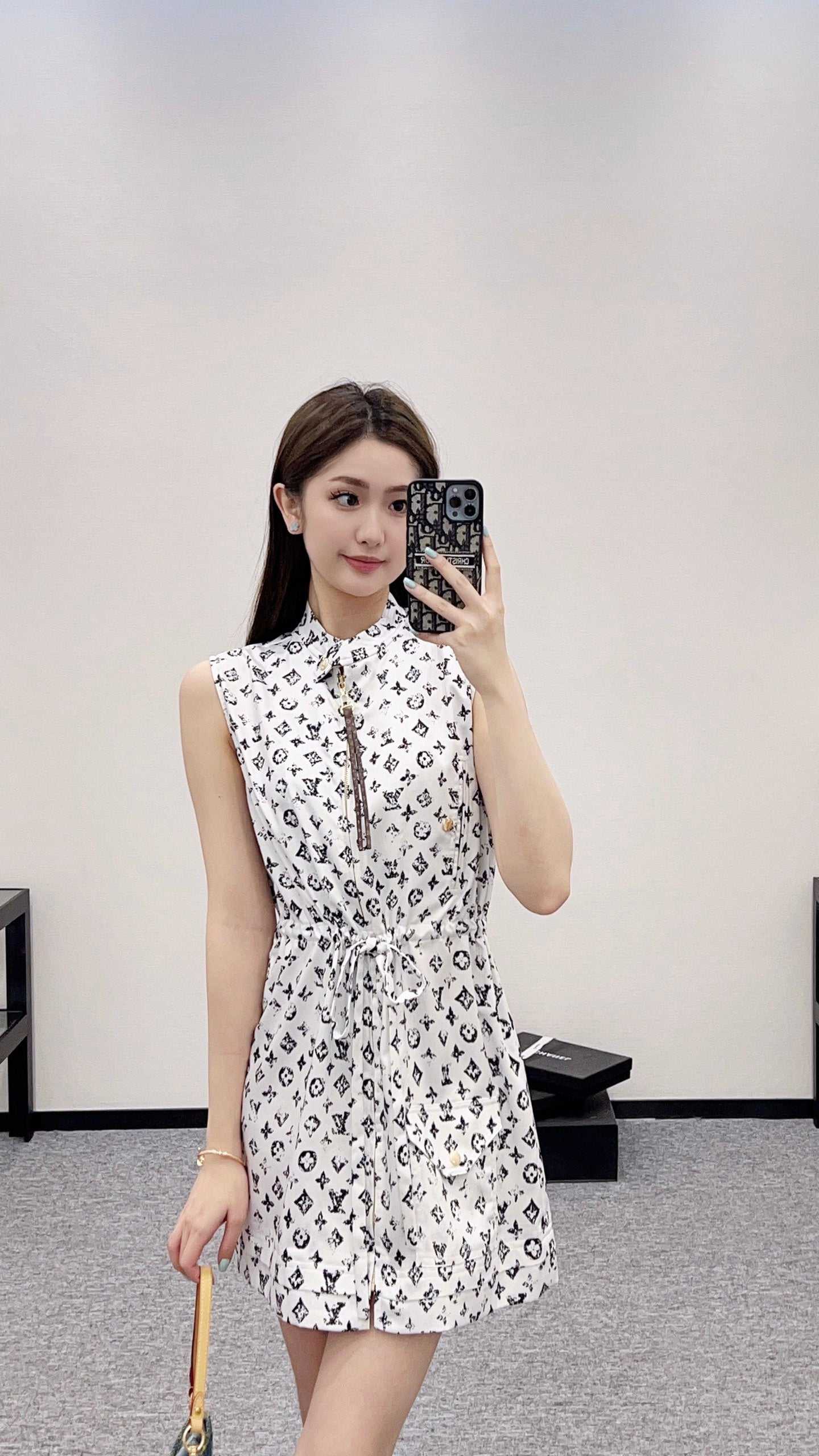 New Arrival Zippered Printed Vest Dress