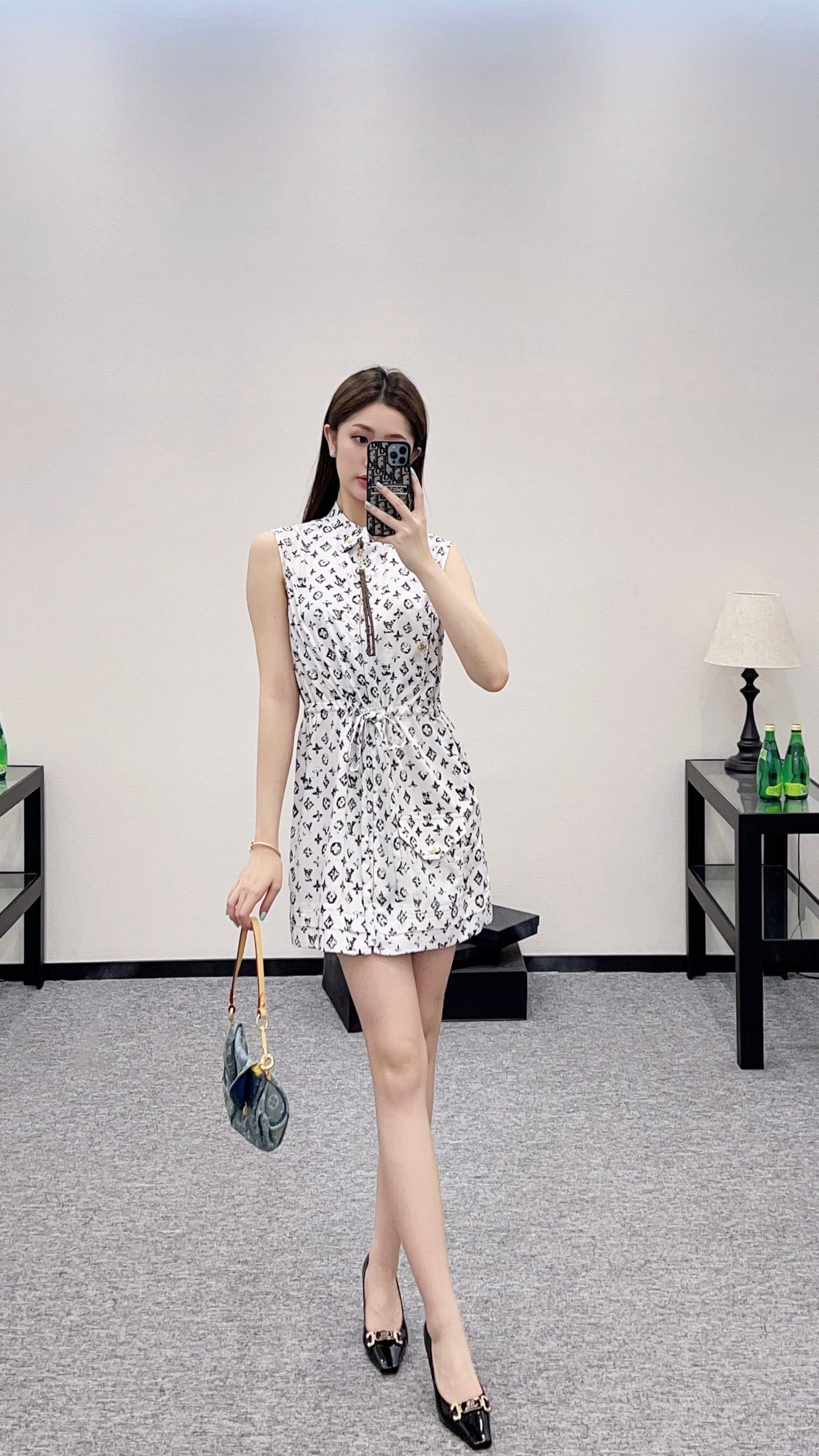 New Arrival Zippered Printed Vest Dress