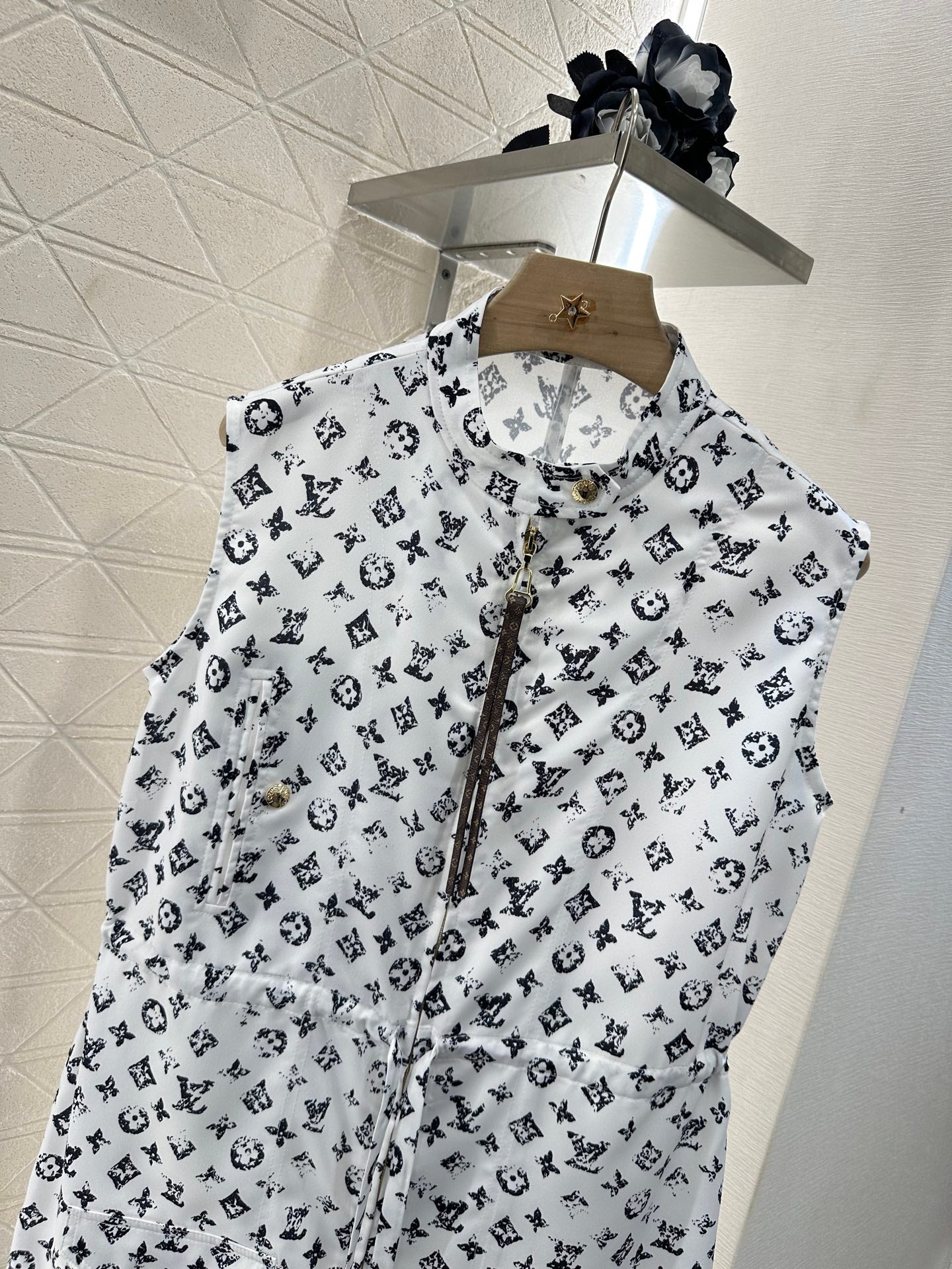 New Arrival Zippered Printed Vest Dress