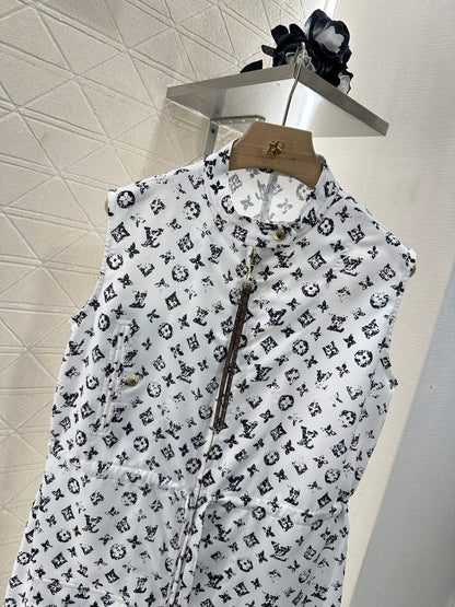 New Arrival Zippered Printed Vest Dress