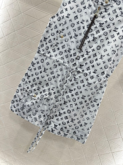 New Arrival Zippered Printed Vest Dress